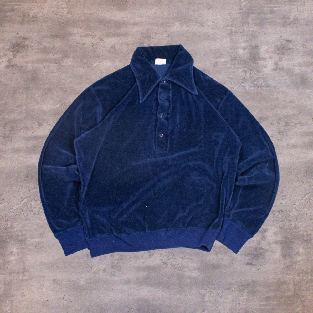 Vintage VTG 1970's 70's Untex Valour Navy Blue Polo Sweater